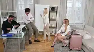 Insatiable Colleagues Kitana Lure And Candee Licious Initiate A Workplace DP Gangbang GP3383