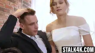 Sexy bride Stacy Cruz undergoes pussy drilling from another man while her husband observes.