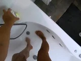 Big-Ass Black Teen’s Solo Shower Footjob on Webcam