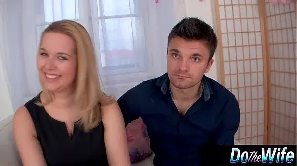 blonde wife gets fucked with her husband watching