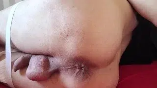 I fist my gaping ass with a rosebud. White panties