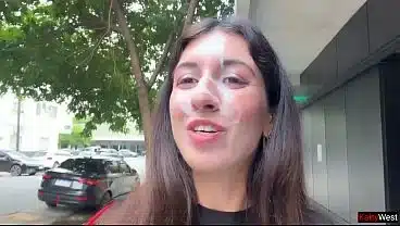 I love to Walking Covered in Cum ! Please Cum on my Face! – Public Cumwalk on Street