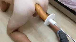 Machine deep anal sex with 40×5.5 cm long liquid silicone dildo