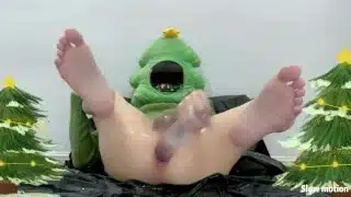 Merry Christmas twink play with sex toy laying eggs