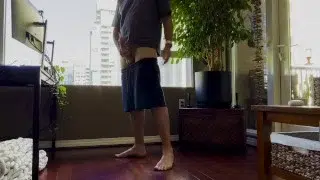 Showing and Stroking by my Living Room Window