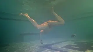 Tight ass finds dildo underwater and swims with it