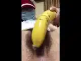 Asian Amateur Stuffs Banana in Her Pussy