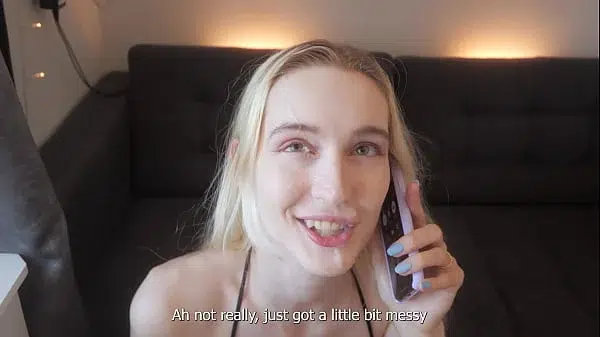 Cheating wife fucked by friend while talking on the phone with her husband