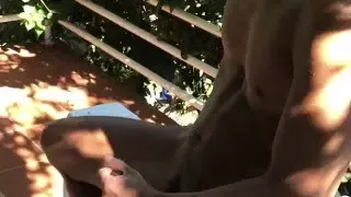 Hot Latin guy jerking off in a hotel