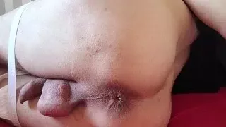 I fist my gaping ass with a rosebud. White panties