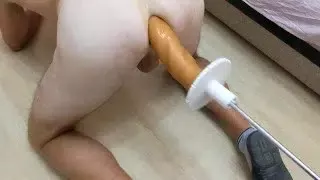 Machine deep anal sex with 40×5.5 cm long liquid silicone dildo