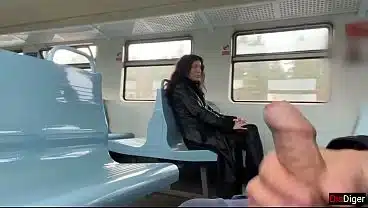 Public Dick Flashing on a Train – Stranger Woman Was Shocked When She Saw My Dick