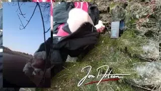 Gay Asian twink Jon Arteen wanks outdoor winter risky, ruined orgasm, big cumshot cleans sperm thigh