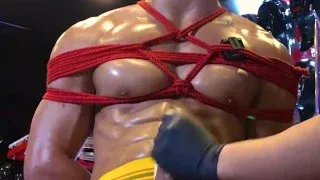 Handsome Vietnamese Bodybuilder tied and tease till he cums.